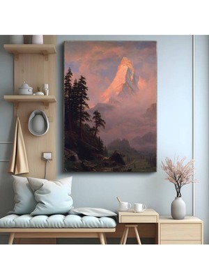 TosbArt Thomas Moran Gün Batımı Dağ Manzarası Kanvas Tablo Sanat Tablosu Ressam Tablosu