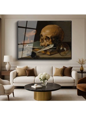 TosbArt Pieter Claesz Vanitas Still Life Natürmort Sanatı Temperli Cam Tablo Sanat Tablosu Dekoratif Tablo