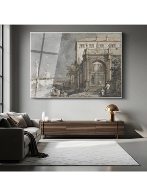 TosbArt Canaletto Venedik Sarayı Mimari Resmi Temperli Cam Tablo Sanat Tablosu Dekoratif Tablo