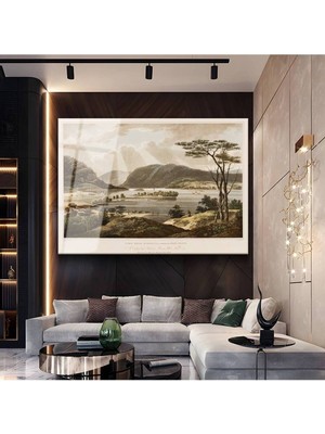 TosbArt William Havell Göl Doğa Manzarası Temperli Cam Tablo Sanat Tablosu Dekoratif Tablo