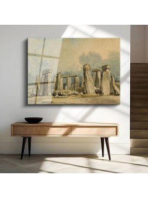 TosbArt J.m.w. Turner Stonehenge Antik Yapı Temperli Cam Tablo Sanat Tablosu Dekoratif Tablo
