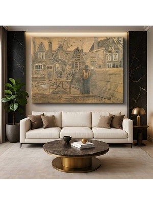 TosbArt Vincent Van Gogh Antwerp Eski Evler Arka Bahçeler Şehir Resmi Kanvas Tablo Ressam Tablosu