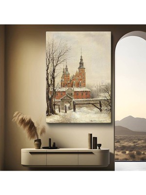 TosbArt H.f. Koekkoek Kış Kilisesi 1863 Tarihi Kanvas Tablo Sanat Tablosu Ressam Tablosu