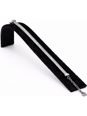 Pangu Düz Yassı Yılan Zincir Gümüş Renk Çelik Bileklik