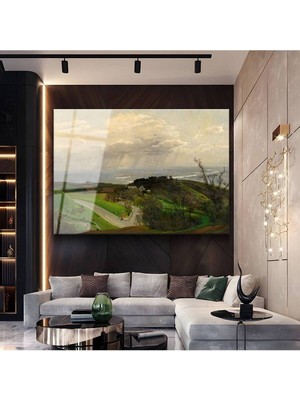 TosbArt Thomas Moran Deniz Kıyısı Doğa Resmi Temperli Cam Tablo Sanat Tablosu Dekoratif Tablo