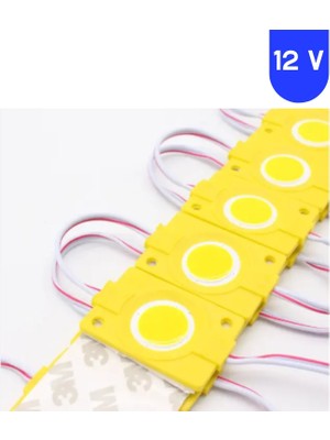 Powerr Led Aydınlatma 200 Adet 12 Volt 2.4 Watt Kare Sarı - Amber Cob LED Modül IP65 1 Paket