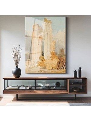 TosbArt J.m.w. Turner Antik Manastır Kalıntıları Temperli Cam Tablo Sanat Tablosu Dekoratif Tablo