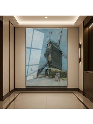 TosbArt Vincent Van Gogh Le Moulin De La Galette Yel Değirmeni Temperli Cam Tablo Sanat Tablosu