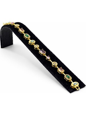 Pangu Çok Renkli Taş Detaylı Altın Renk Çelik Bileklik