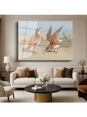 TosbArt Archibald Thorburn Çöl Kuşları Doğa Resmi Temperli Cam Tablo Sanat Tablosu Dekoratif Tablo