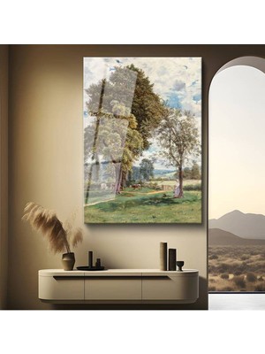 TosbArt Edmund George Warren Ingiliz Kırsalı Doğa Manzarası Temperli Cam Tablo Sanat Tablosu Dekoratif Tablo