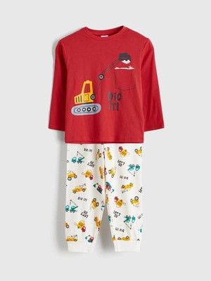 LC Waikiki Kırmızı Baskılı Erkek Çocuk Pijama Takımı  (S6)