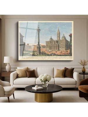 TosbArt Giovanni Paolo Panini Roma Santa Maria Maggiore Meydanı Temperli Cam Tablo Sanat Tablosu