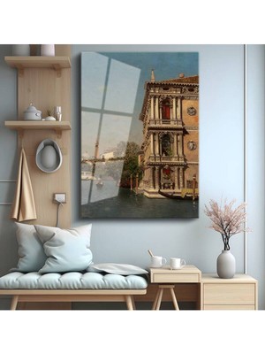 TosbArt Canaletto Venedik Kanalı Su Manzarası Temperli Cam Tablo Sanat Tablosu Dekoratif Tablo