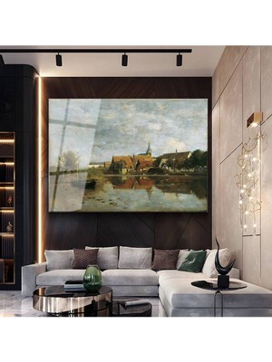 TosbArt Jean-Baptiste-Camille Corot Köy Doğa Manzarası Temperli Cam Tablo Sanat Tablosu