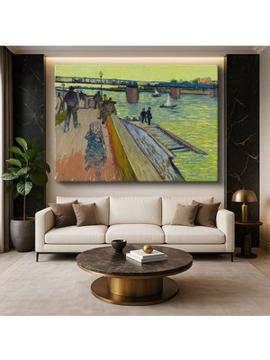 TosbArt Vincent Van Gogh Trinquetaille Köprüsü Mimari Su Resmi Kanvas Tablo Ressam Tablosu