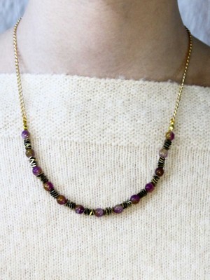 Esha Doğal Taş Ametrin Hematit Doğal Taşlı Kadın Doğal Taş Kolye EUK52AMH