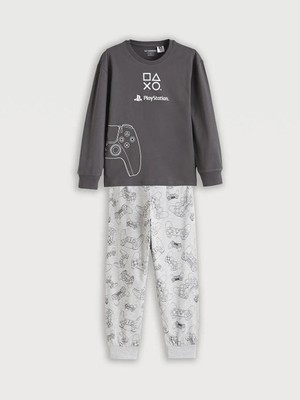 LC Waikiki Gri Playstation Baskılı Erkek Çocuk Pijama Takımı  (S6)