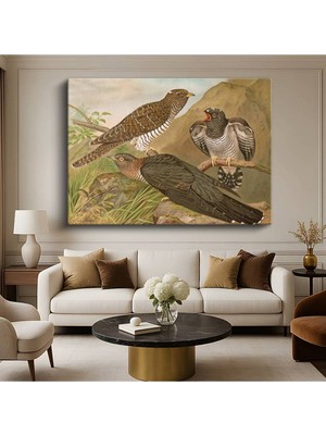 TosbArt Otto Müller Üç Kuş Doğa Resmi Kanvas Tablo Sanat Tablosu Ressam Tablosu