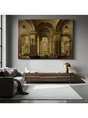 TosbArt Giovanni Paolo Panini Katedral Iç Mekan Mimari Resmi Kanvas Tablo Ressam Tablosu