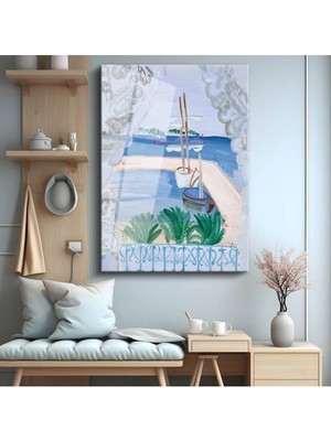 TosbArt Henri Matisse Akdeniz Liman Manzarası Temperli Cam Tablo Sanat Tablosu Dekoratif Tablo