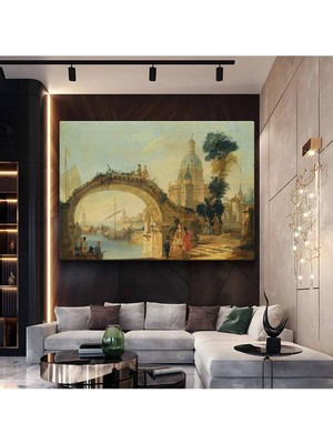 TosbArt Francesco Guardi Venedik Köprüsü Mimari Resmi Kanvas Tablo Sanat Tablosu Ressam Tablosu