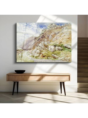 TosbArt John Ruskin Dağ Zirvesi Doğa Manzarası Temperli Cam Tablo Sanat Tablosu Dekoratif Tablo