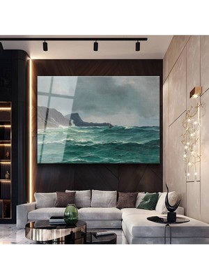 TosbArt Ivan Aivazovsky Fırtınalı Deniz Dalgalar Resmi Temperli Cam Tablo Sanat Tablosu Dekoratif Tablo