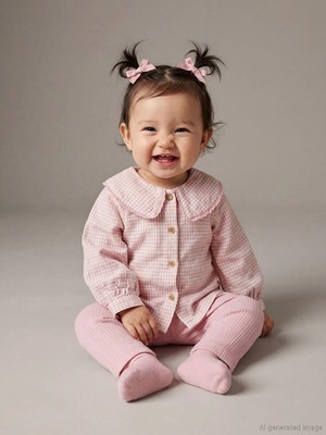 LC Waikiki Kız Bebek Takımı Ekru Bebe Yaka Gömlek ve Tayt %100 Pamuk Günlük Kullanım İçin