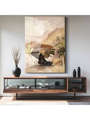 TosbArt David Cox Taş Köprü Manzara Temperli Cam Tablo Sanat Tablosu Dekoratif Tablo