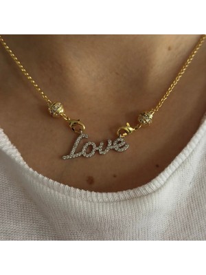 Mare Accessories Zirkon Taşlı “love” Yazılı Kolye