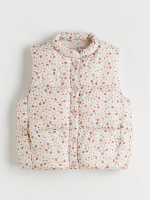 LC Waikiki Ekru Dik Yaka Çiçekli Kız Çocuk Şişme Yelek  (S6)