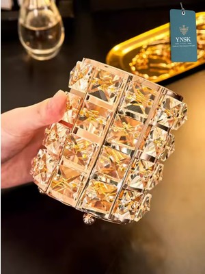 ChaCha Home Cristella | Lüks Masaüstü Kalemlik, Makyaj Fırçalığı, Organizer, Düzenleyici, Mum Tutucu (12 Cm)