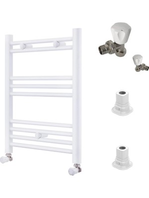Bando 50X70CM Beyaz Havlupan+Radyatör Vana ve Kapama Seti Montaja Hazır