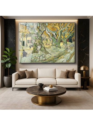 TosbArt Vincent Van Gogh Yol Işçileri Çalışma Yaşamı Resmi Temperli Cam Tablo Sanat Tablosu Dekoratif Tablo