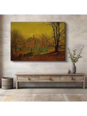 TosbArt John Atkinson Grimshaw Sonbahar Akşam Malikâne Manzarası Kanvas Tablo Ressam Tablosu