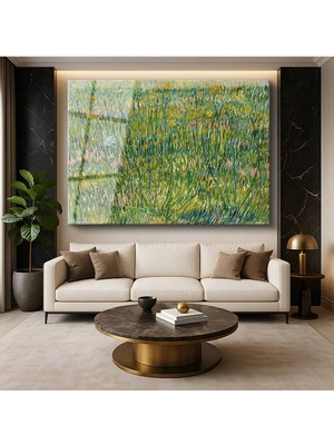 TosbArt Vincent Van Gogh Çiçekli Çayır Doğa Manzarası Temperli Cam Tablo Sanat Tablosu Dekoratif Tablo