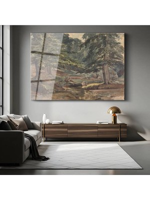 TosbArt Thomas Gainsborough Orman Deresi Su Resmi Temperli Cam Tablo Sanat Tablosu Dekoratif Tablo