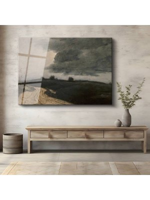 TosbArt Jean-Baptiste-Camille Corot Fırtınalı Hava Manzarası Temperli Cam Tablo Sanat Tablosu