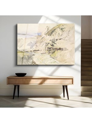 TosbArt John Ruskin Alp Dağları Kar Manzarası Temperli Cam Tablo Sanat Tablosu Dekoratif Tablo