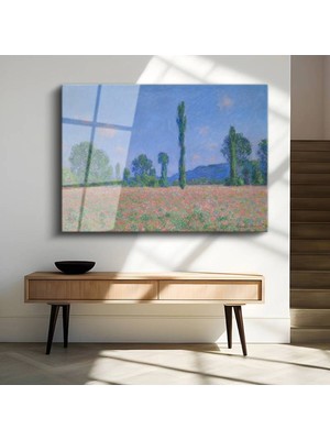 TosbArt Claude Monet Gelincik Tarlası Bahar Çiçekleri Temperli Cam Tablo Sanat Tablosu Dekoratif Tablo