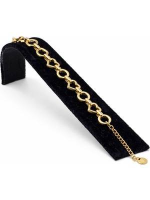 Pangu Kalp Halka Detaylı Altın Renk Çelik Bileklik