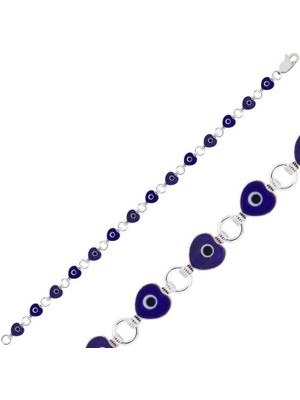 Inure Jewelry Gümüş Kalp Nazar Bayan Bileklik