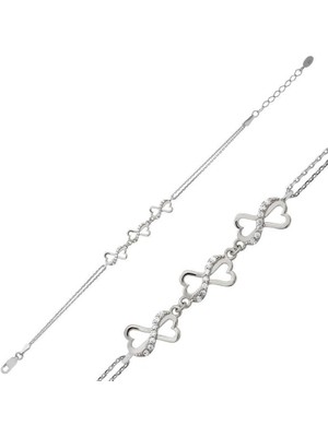 Inure Jewelry Gümüş Kalpli Sonsuzluk Bileklik