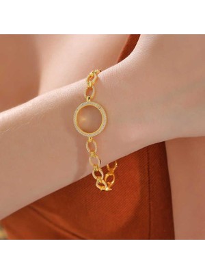 Inure Jewelry Gümüş Çeyrek Takılabilen Altın Kaplama Kadın Bileklik