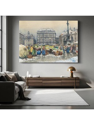 TosbArt Franz Richard Unterberger Kış Mevsimi Pazar Yeri Kanvas Tablo Sanat Tablosu Ressam Tablosu