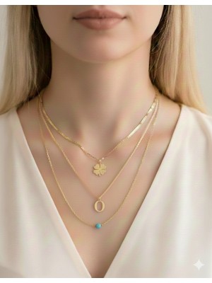 Elora Veyn Kadın Gold Harmony Kombin Üçlü O Harfli Kolye