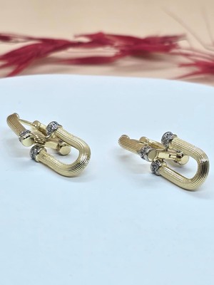 Zarif Geometrik Gold Küpe