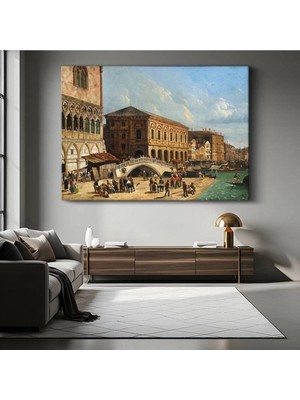 TosbArt Canaletto Venedik Rialto Köprüsü Mimari Resmi Kanvas Tablo Sanat Tablosu Ressam Tablosu