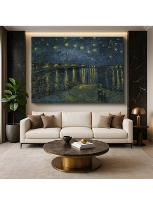 TosbArt Vincent Van Gogh Rhône Üzerinde Yıldızlı Gece Nehir Resmi Kanvas Tablo Ressam Tablosu